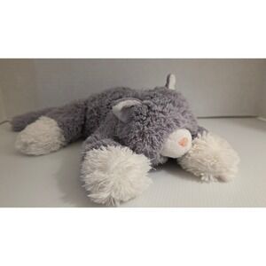 Fiesta Gray White Cat Plush Stuffed Animal Laydown Kitty 2006 Preowned